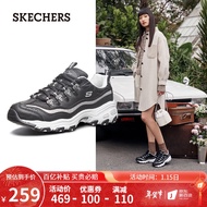 斯凯奇Skechers女鞋厚底老爹鞋休闲运动熊猫鞋11923 黑色/银色BKSL 38.0