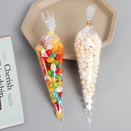 100Pcs triangle candy bag Plastic Bag Transparent Bag Cone Bag Opp Plastic 3 Segi Berkawat Goodies B