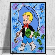 Alec Monopoly Graffiti Money Street Art Canvas Print, Modern Wall Decor for Living Room - 24x36 inch