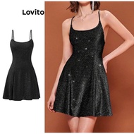 Lovito metallic elastic strap dress