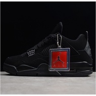 official flagship store ready stock air jordan 4 retro black cat black light graphite all black snea