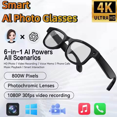 800W Smart AI glasses camera Bluetooth video recording calling AI translation music control ChatGPT 