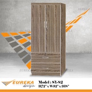 EUREKA 2.5ft 2 Door 2 Drawer Wardrobe Without Mirror (Deliver & Installation Within Klang Valley)