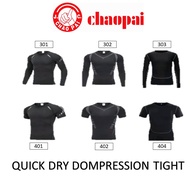 CHAOPAI  Men Compression Tight Gym Shirt Cool Dry Long Short Sleeve Fitness Baju Ketat Lengan Panjan