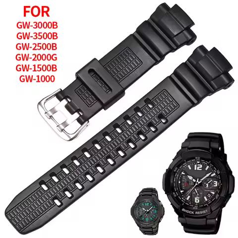 Watchband For Casio GW-3500B GW-3000B GW-2000 Sport Watch Band Black Soft Silicone Rubber Pin Buckle