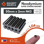 Magnet Manila D5mm X 2mm Neodymium Magnet N42 Super Strong Earth Permanent Disc Round