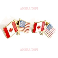 America Canada Friendship Flag Pins Cross Flag Pins America Canada Pins - Assorted Hats