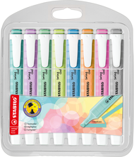 STABILO สตาบิโล Swing Cool Pastel in Wallet ปากกา ปากกาเน้นข้อความ ปากกาไฮไลท์ ปากกาไฮไลต์ สีพาสเทล 8 สีสีละ 1 ด้าม