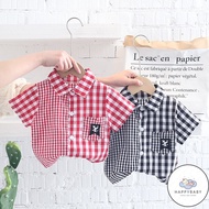HB kids 0-4 Years Boys Shirts Boys 100% Cotton Shirts Summer Kids Plaid Shirts One Piece