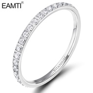EAMTI 2mmTitanium Eternity Ring Cubic Zirconia Anniversary Women Wedding Engagement Band Size 3-13.5