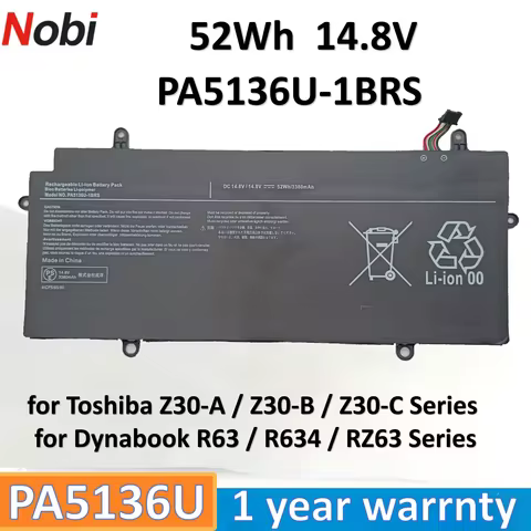 Nobi PA5136U PA5136U-1BRS battery for Dynabook R63/B R634 R63/P R634/L R63/W4M R634/K Z30-A1301 Z30-
