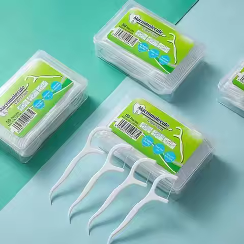 50PCS Brand-new Disposable Flosses Home Plastic Toothpick Bow Pick Floss Box Toothpick Dental Suppli