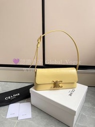 紫鑽🌟誠信商家🌟💜全新Celine 三角包 hobo 凱旋門腋下包 · 黃色頭層牛皮法棍包