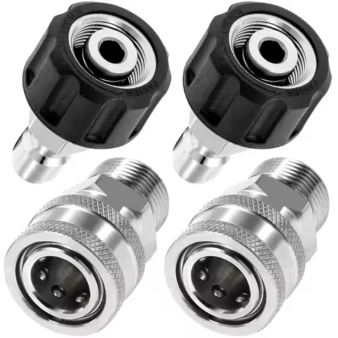 4Pcs Pressure Washer Adapter Set, Quick Connect Kit, M22 14mm to M22 Metric Fitting, Stainless Steel