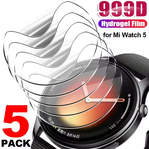 Flexible Screen Protectors for Xiaomi Mi Watch 5 HD Clear Anti-scratch Soft Hydrogel Films for Xiao 