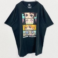 古著《鬼滅之刃》短袖動畫印花T卹，復古圓領，鬼滅之刃，黑色，2XL碼