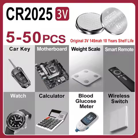 5-50PCS CR2025 Battery CR 2025 3V Lithium Battery DL2025 BR2025 KCR2025 For Car Remote Control Watch