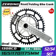 ZEROING Road Folding Bicycle Crankset 130BCD GXP 52T 54T 56T Chainwheel Oval Disc 165/170/175mm Crank 8-12S BMX Bike For
