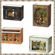 [zv0lma8i] DIY Book Nook Kit with 3D Puzzle Model Building Wooden Bookshelf Bookend Toy Halloween Ch