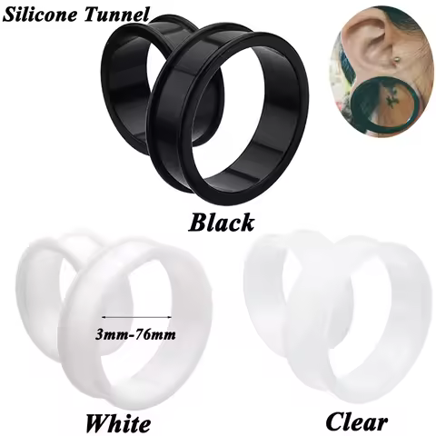2pcs Supersize Flexible Silicone Double Flared Ear Tunnel Plug Ear Piercing Flesh Tunnel Ear Gauge E