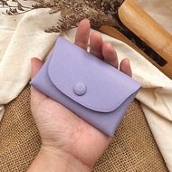 【零錢卡包】粉紫色十字紋牛皮/萬用雜物收納包/簡約隨身小錢包