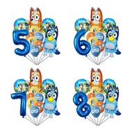 11pc / Lot  Bluey  Birthday Balloon Set Aluminum Foil Number Balloon Birthday Decoration Kids Favor