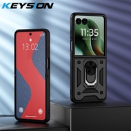 KEYSION Shockproof Armor Case for Motorola Razr 60 Ultra 5G Metal Ring Stand Phone Back Cover for MO