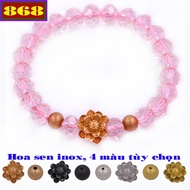 Pink pink crystal bracelet with 8 lotus cups CTFLHPHSVHHB8