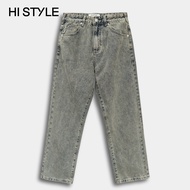 HI STYLE Men Wide Leg Long Jeans - Grey - HSA610038 / Seluar Panjang Jeans - Kelabu