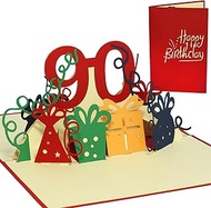 LINPOPUP® Pop-Up Card 90th Birthday, 3D Birthday Card with Envelope, Happy Birthday - Gift for Wife,