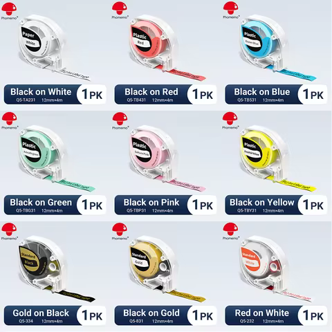 1pk Phomemo P12 P12Pro Label Maker Tape Replacement for DYMO Label Maker Pastic Tape Replace for DYM