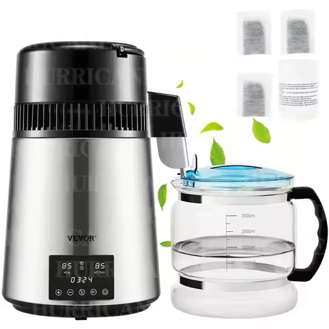 Drinking bottle softener dual temp display overheat protection Home Appliance Vevor 4L water distill
