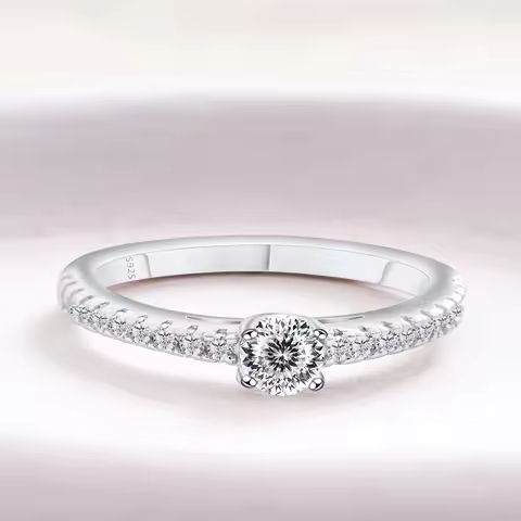 4mm 0.3CT D Color Moissanite Ring for Couples Women Men 925 Sterling Silver Lab Diamond Engagement W