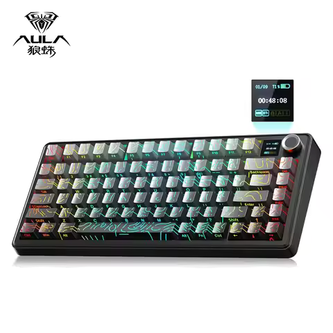 Aula F75 MAX Wireless Gaming Keyboard With Smart Digital Screen and Knob 75% Hot Swappable 3Mode RGB