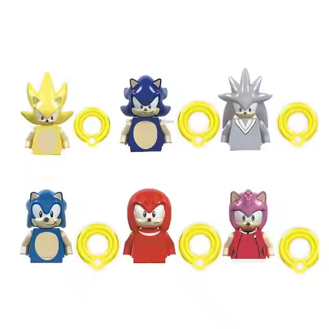 6Pcs/Set Anime Sonic Bricks Shadow Silver Tails Mini Action Figures Building Blocks Diy Assembly Mod