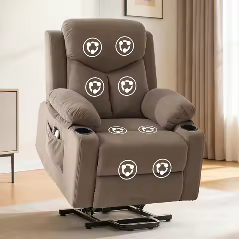 Power Lift Recliner Massage Heat USB-C Side Pockets Living Room Chair Customized