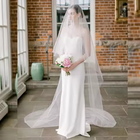 Elegant single layer bridal veil long soft wedding veil bridal veil wedding accessories white bridal
