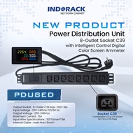 Indorack PDU8ED 8-Pin Socket PDU 8 Outlet C39 (C13 & C19 Socket) With Digital Display VOLT & Ampere