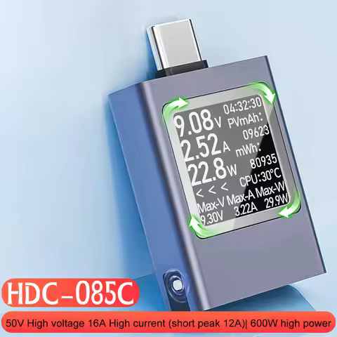 HDC-085C Type-c Tester Meter DC 4.5~50V 0~12A Type-C Voltage Current Tester USB Power Meter Bidirect