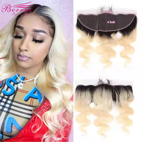 Berrys Fashion T1B/613 Color 13x6 Frontal Human Hair Melt Skins 12-22Inch Body Wave13x4 Invisible Tr