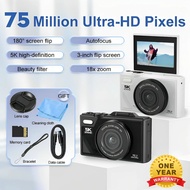 🔥Hot Sale🔥5K Digital Camera 75MP CCD 180°Flip Screen 18X Auto Zoom Portable  Selfile Camera Small 4K