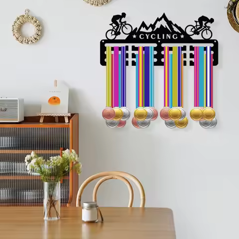 Cycling Medal Hanger Display Medal Holder Rack Sports Meta lIron Wall Mount Decor over 60 Medals 15.