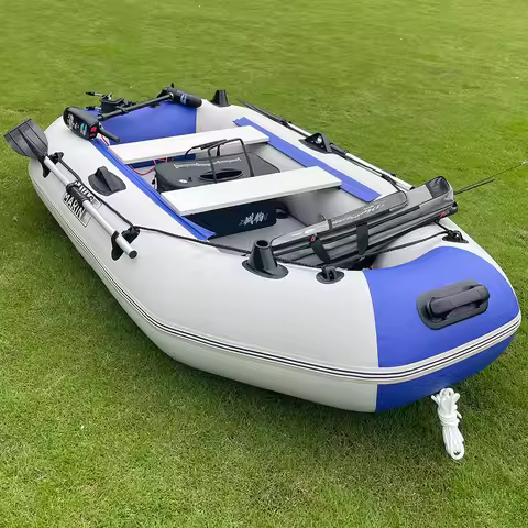 7.5ft Inflatable Fishing Kayak 3 Person Rowing Boat 0.7mm PVC Belly Boat Durable Dinghy Skiff for La