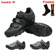 Santic Men Cycling Shoes For Women MTB Cleats SPD Compatible Mountain Locking Bicycle Bike Sneakers