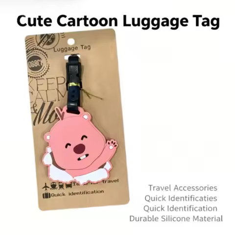 Kawaii Pororo Loopy Beaver Luggage Tag, Cute Ins Style Travel Bag Charm, Fashionable Keychain Pendan