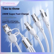 Multi - Port 240W Fast Charging Cable | 2-in-3 Dual Input Nylon Braided 1.3M/2M Compatible with Phon