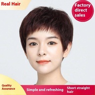 100% Human Hair Short Hair Wigs,   Natural Lightweight And Breathable Lifelike Real Hair Wigs