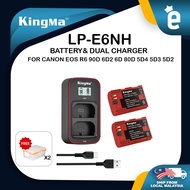 KingMa DSLR Camera Battery LP-E6NH and LCD Dual Charger Set for Canon 5D MKIV 5D MKIII EOS R R5 R6 70D 80D 90D Battery