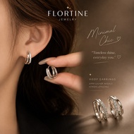 Double Hoop Earrings Women S999 Silver Pin CZ Hypoallergenic Non Tarnish Minimalist FLORTINE
