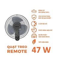 Quạt treo tường Nanoco NWF1615RC-GR 47W Xám Có Remote